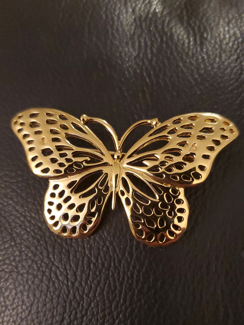 Vintage Gold Tone Fillagree Butterfly Brooch Pin